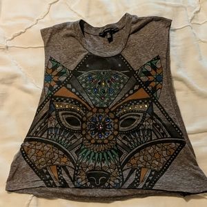 UO Heathered Gray Patterned Crop Top